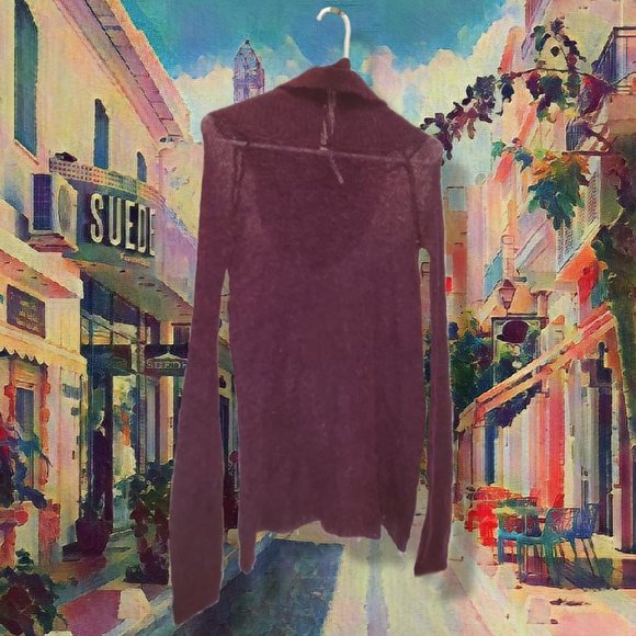 Free People dark purple Alpaca Cowl neck pullover sweater, size XS - Picture 2 of 6